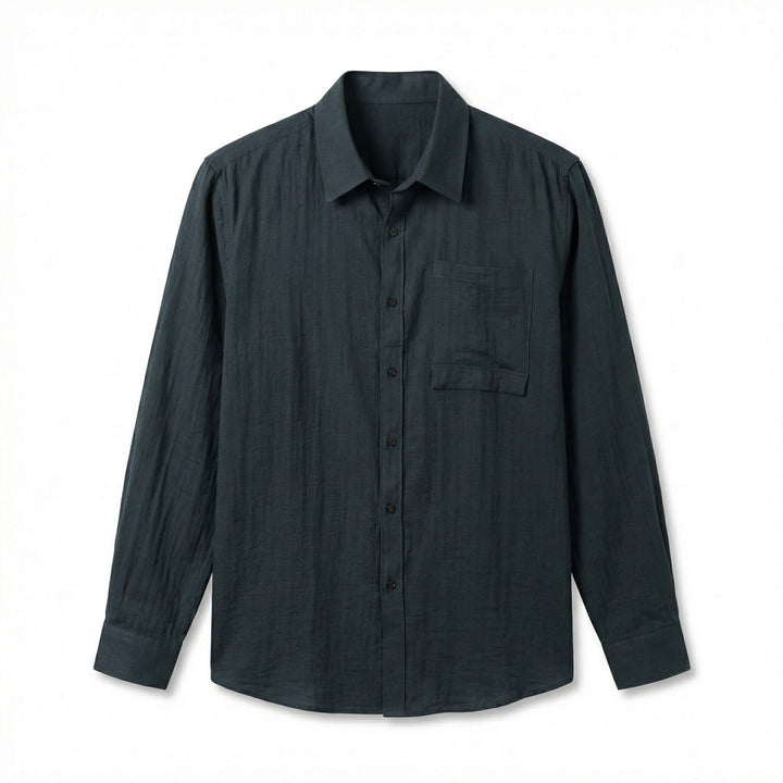 Allegra | Elegante Camicia di Lino Uomo con Tasca e Maniche Lunghe 5