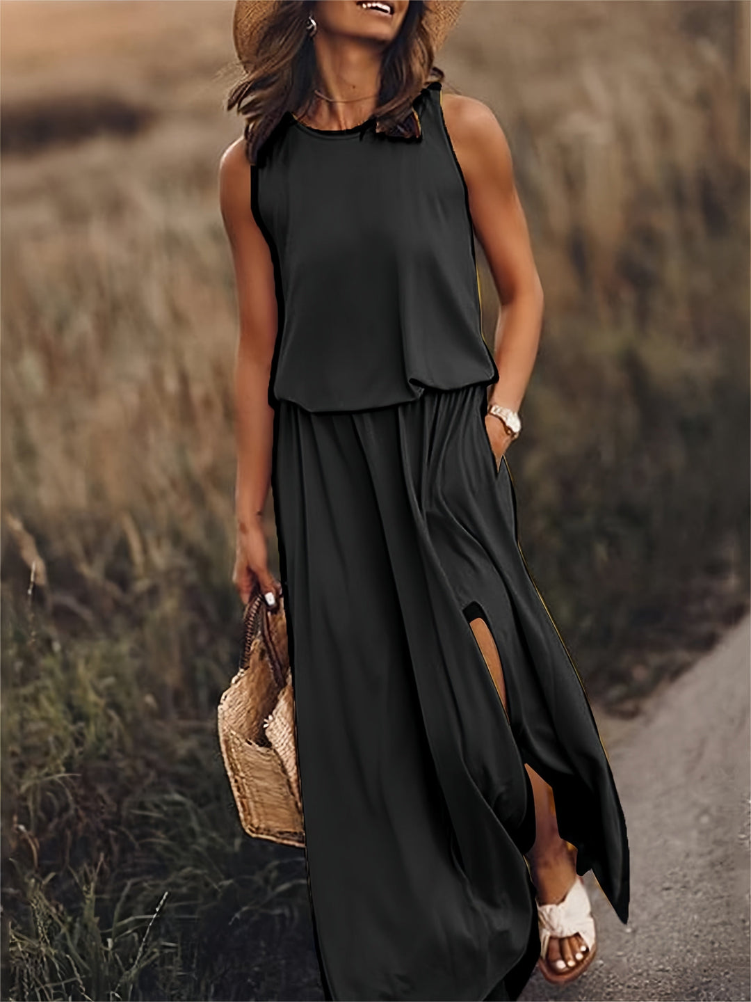 Alyssa | Elegante e Comodo Maxi Abito Senza Maniche da Donna 3