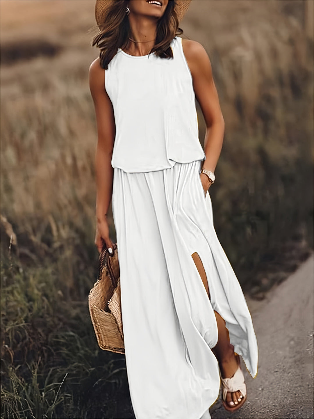 Alyssa | Elegante e Comodo Maxi Abito Senza Maniche da Donna 4