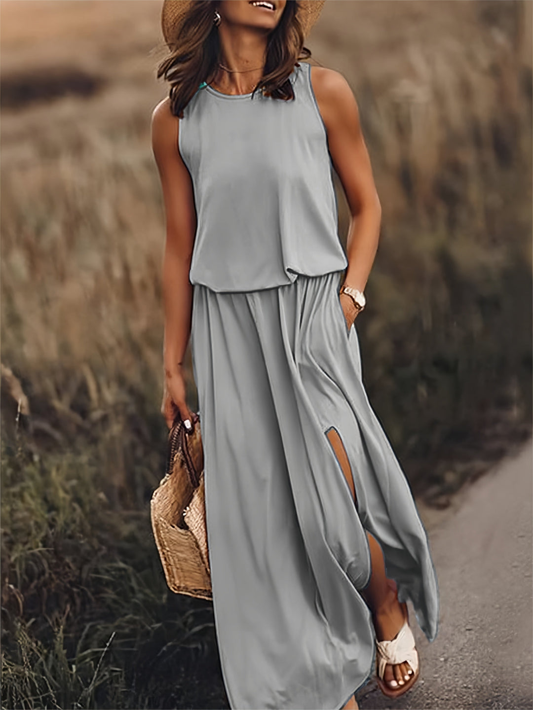 Alyssa | Elegante e Comodo Maxi Abito Senza Maniche da Donna 5