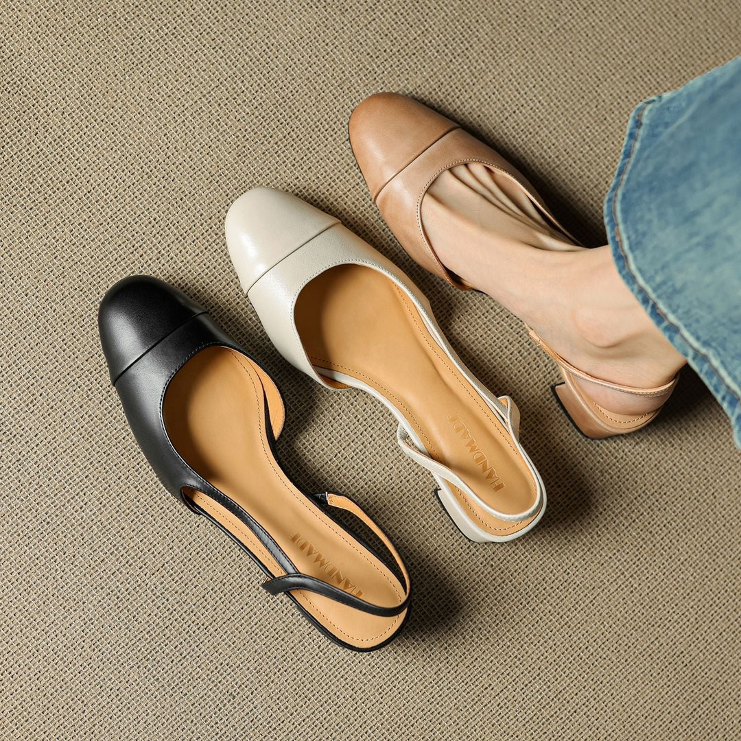 Amelie | Elegante Décolleté Tacco Largo in Pelle con Design Slingback 5