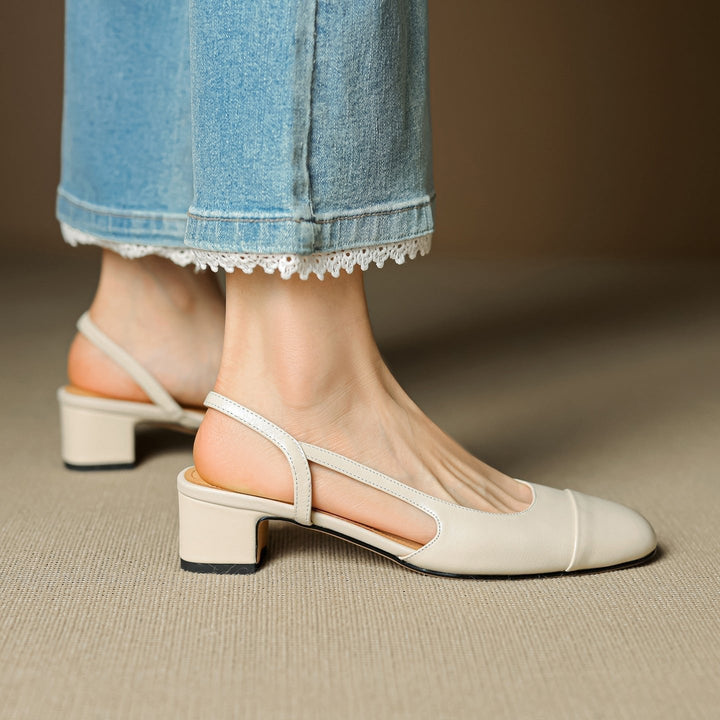Amelie | Elegante Décolleté Tacco Largo in Pelle con Design Slingback 8