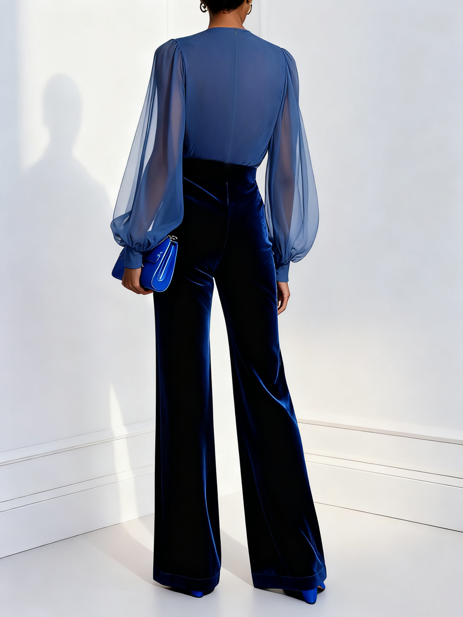 Amelie | Tuta Elegante Donna con Scollo a V e Maniche Lunghe - Jumpsuit Elegante per Cerimonia 3