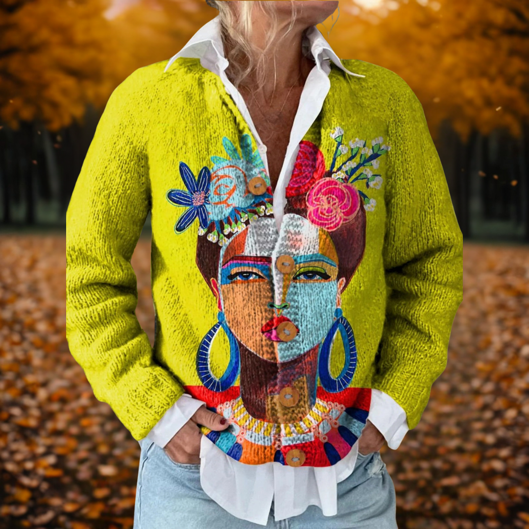 Anna | Cardigan con stampa artistica 0