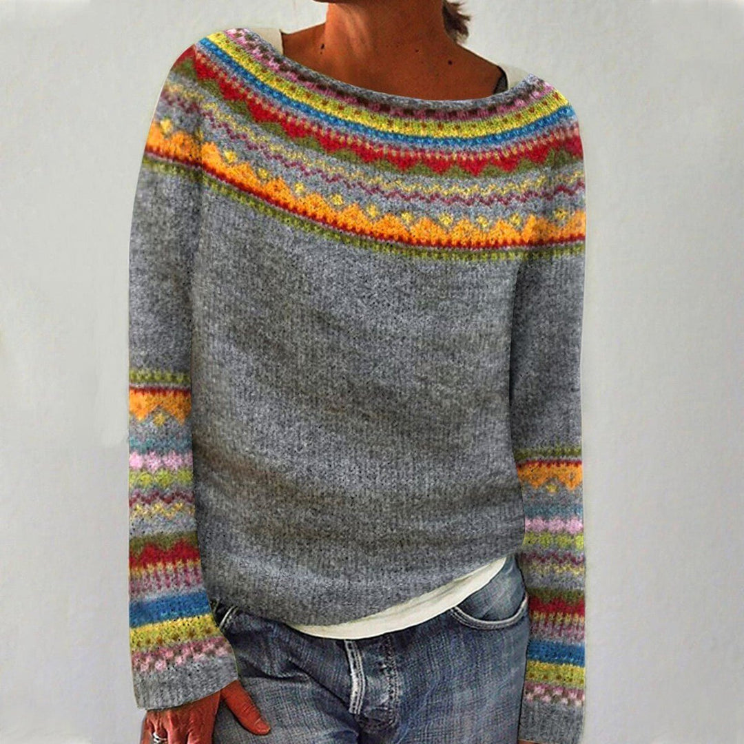 Aria | Maglione da donna a maglia a righe retrò, vestibilità comoda 1