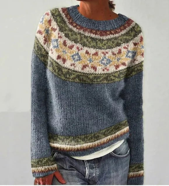 Aria | Maglione da donna a maglia a righe retrò, vestibilità comoda 4
