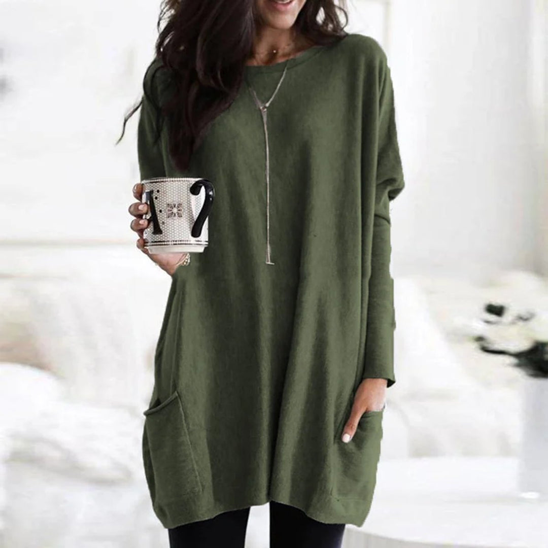 Aria | Tunica oversize da donna a maniche lunghe con tasche, taglie forti 12
