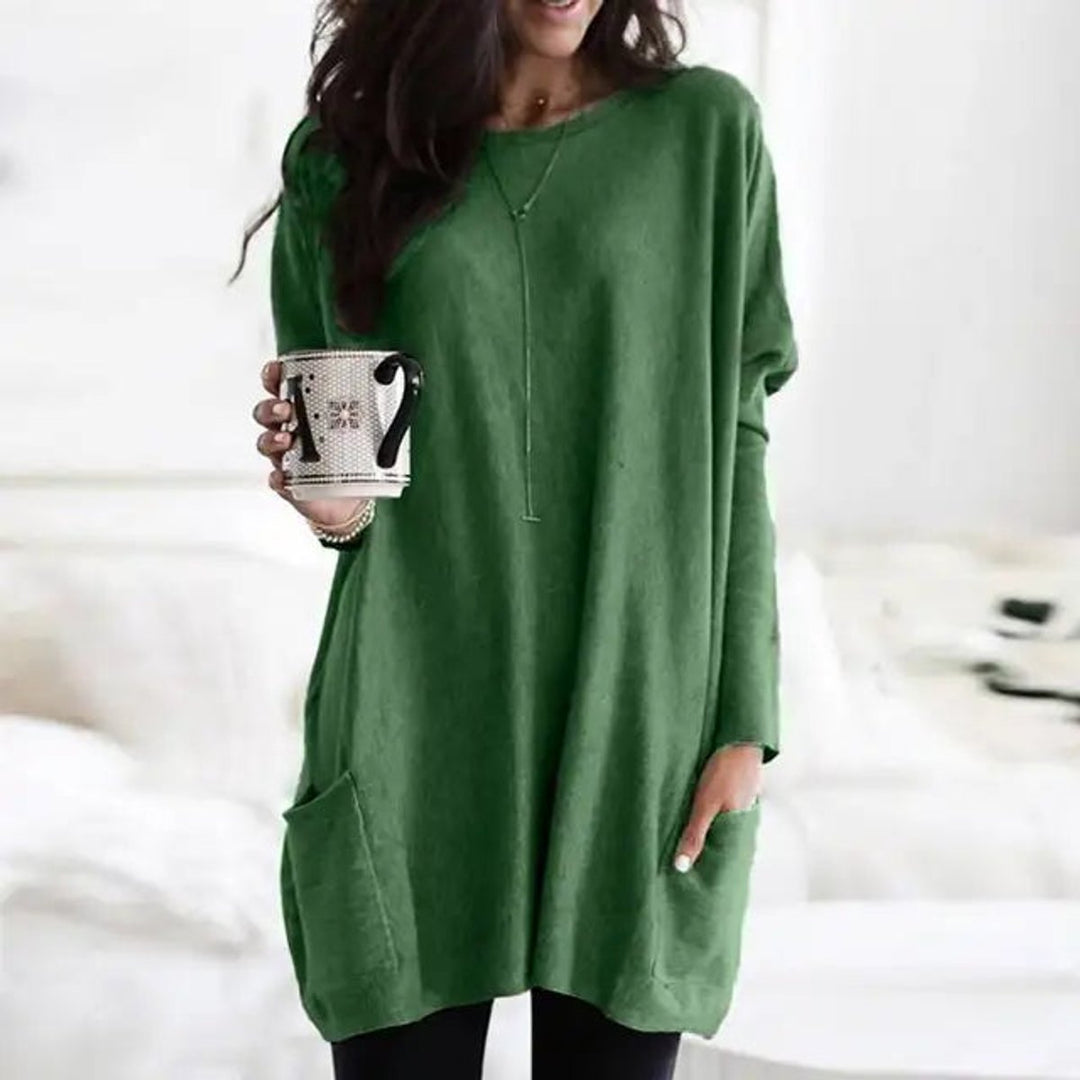 Aria | Tunica oversize da donna a maniche lunghe con tasche, taglie forti 2