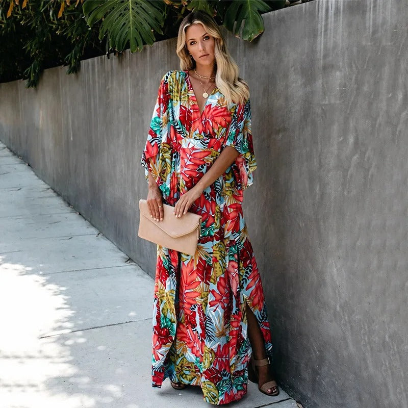 Aurelia | Abito da Cerimonia Maxi Elegante Boho Donna Con Maniche a Kimono 0
