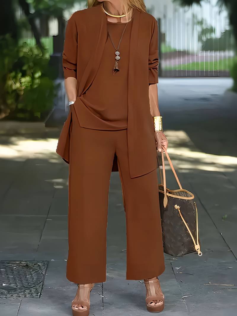 Aurelia | Completo Donna Elegante - Set Versatile in Tre Pezzi con Top, Pantaloni e Cardigan 5