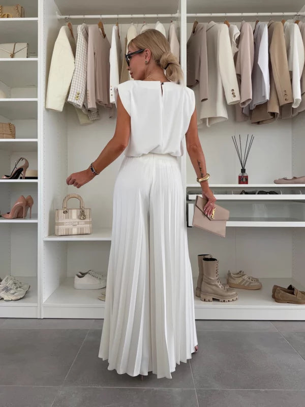 Aurelia | Elegante Completo Donna Due Pezzi - Top Senza Maniche e Pantaloni Larghi 4