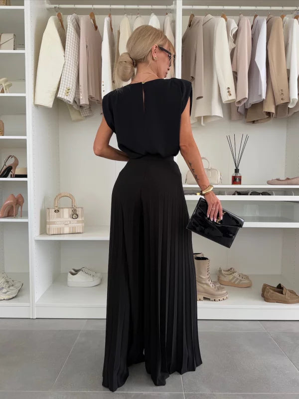 Aurelia | Elegante Completo Donna Due Pezzi - Top Senza Maniche e Pantaloni Larghi 6