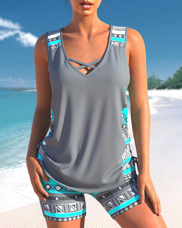 Aurelia | Elegante e Comodo Set Tankini con Motivo Geometrico 0