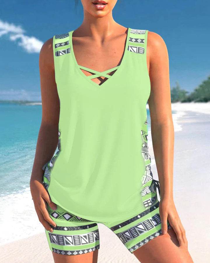 Aurelia | Elegante e Comodo Set Tankini con Motivo Geometrico 1