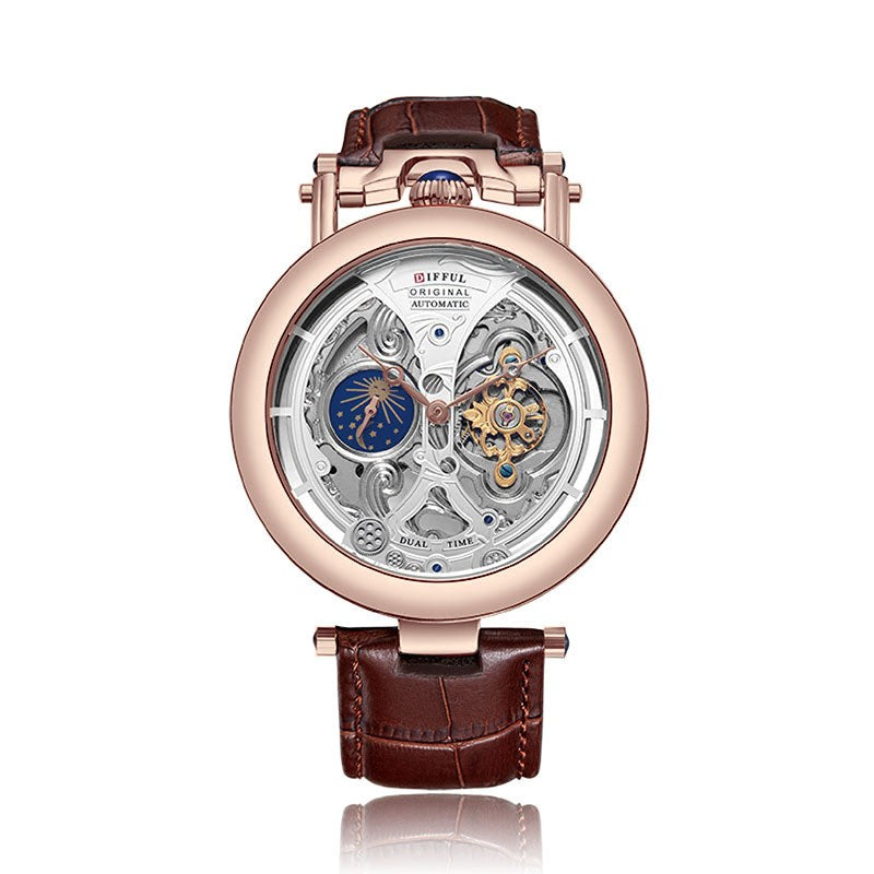 Aurelio | Elegante Orologio Uomo Scheletrato Automatico con Cinturino in Pelle 0