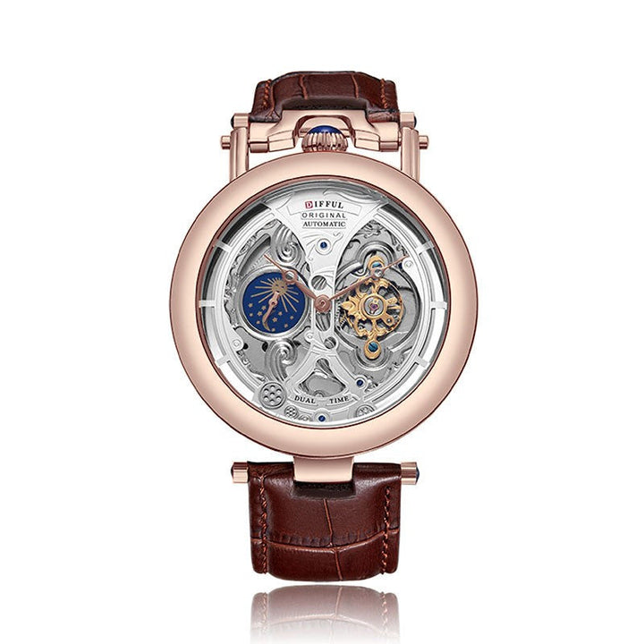 Aurelio | Elegante Orologio Uomo Scheletrato Automatico con Cinturino in Pelle 0