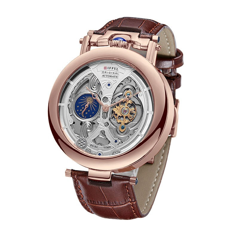 Aurelio | Elegante Orologio Uomo Scheletrato Automatico con Cinturino in Pelle 4