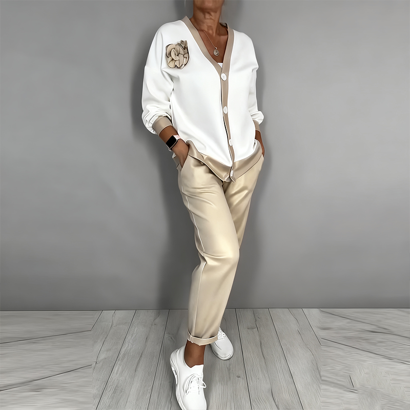 Bella | Elegante e Versatile Twin Set Maglia e Cardigan con Dettagli Floreali 4