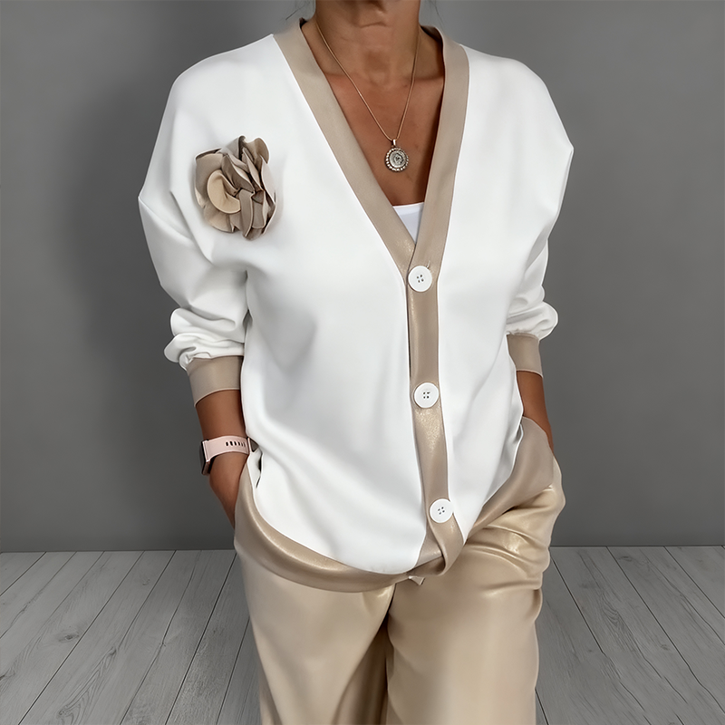Bella | Elegante e Versatile Twin Set Maglia e Cardigan con Dettagli Floreali 5