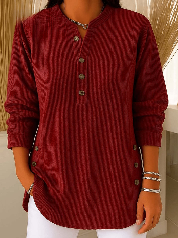 Camila | Comoda e calda tunica lunga a coste stile Henley 1