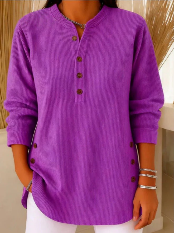 Camila | Comoda e calda tunica lunga a coste stile Henley 9