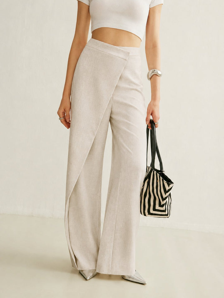 Camila | Eleganti e raffinati pantaloni asimmetrici a portafoglio 0