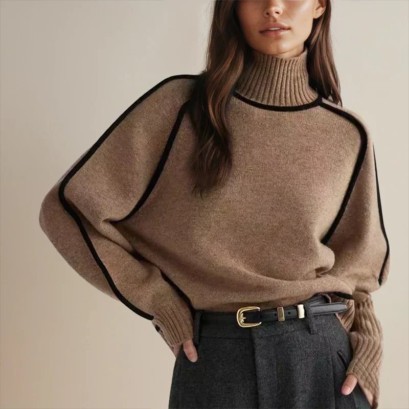 Camila | Maglione da donna oversize a collo alto con blocchi di colore 2