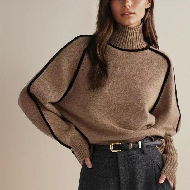 Camila | Maglione da donna oversize a collo alto con blocchi di colore 2