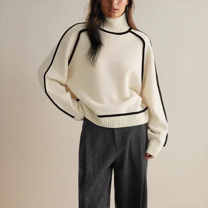 Camila | Maglione da donna oversize a collo alto con blocchi di colore 3
