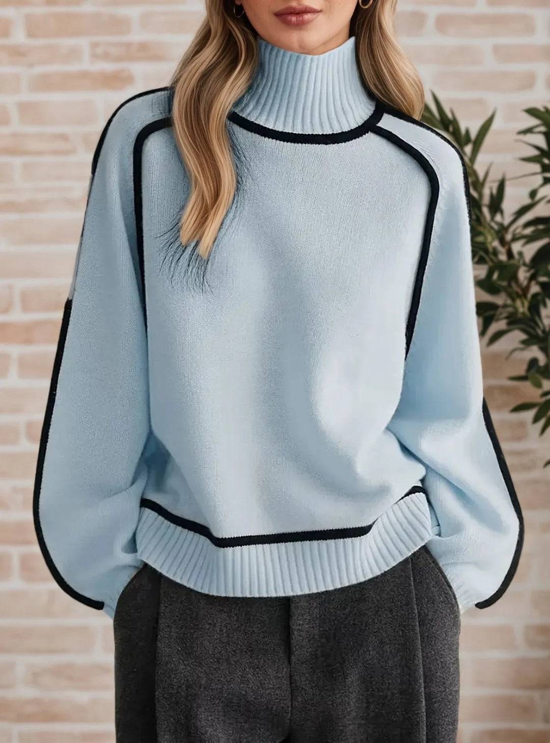 Camila | Maglione da donna oversize a collo alto con blocchi di colore 4