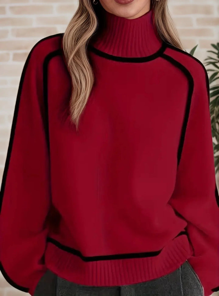 Camila | Maglione da donna oversize a collo alto con blocchi di colore 5