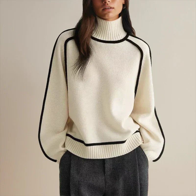 Camila | Maglione da donna oversize a collo alto con blocchi di colore 7
