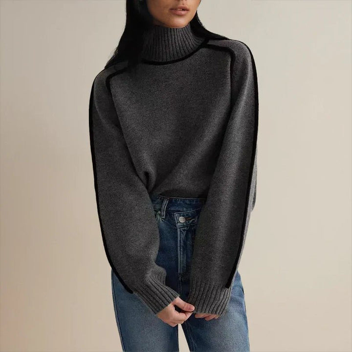 Camila | Maglione da donna oversize a collo alto con blocchi di colore 8