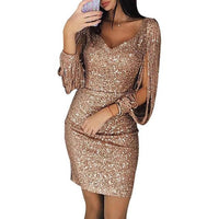 Olivia | Abito Paillettes Donna Elegante Scollo a V Aderente Glamour