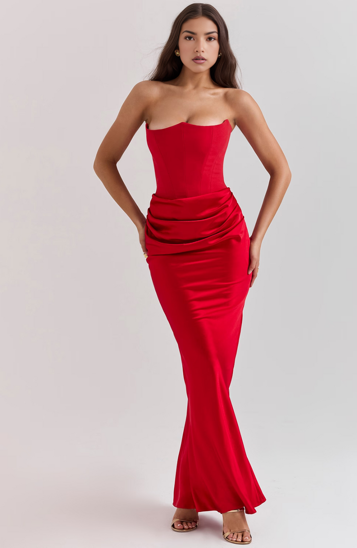 Celestina | Abito da Sposa Elegante Senza Spalline Maxi Fluido Femminile 6