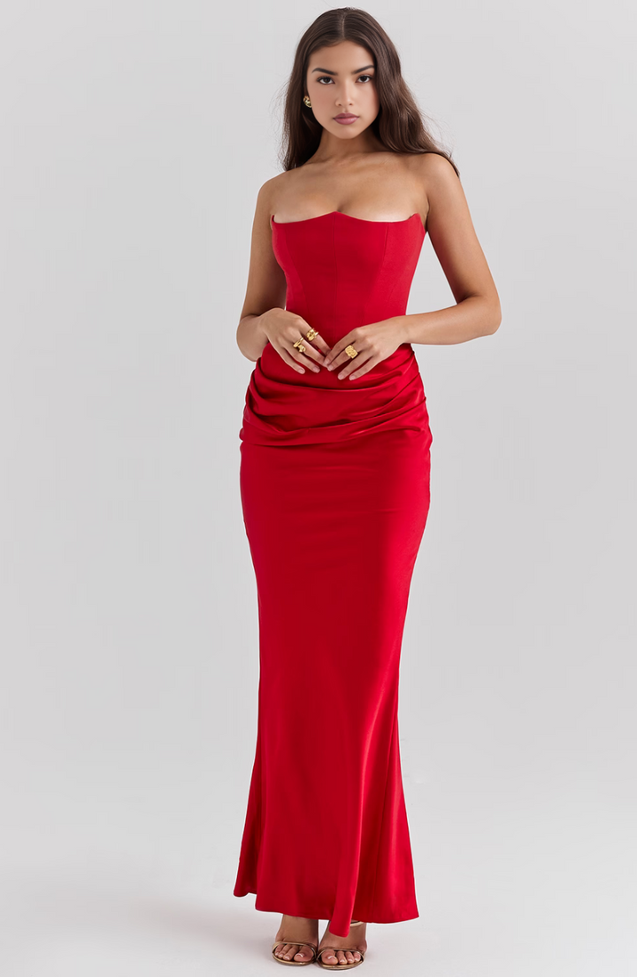 Celestina | Abito da Sposa Elegante Senza Spalline Maxi Fluido Femminile 7