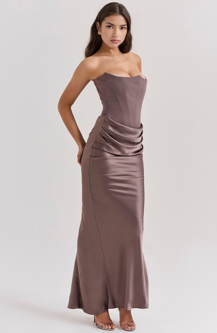 Celestina | Abito da Sposa Elegante Senza Spalline Maxi Fluido Femminile 8