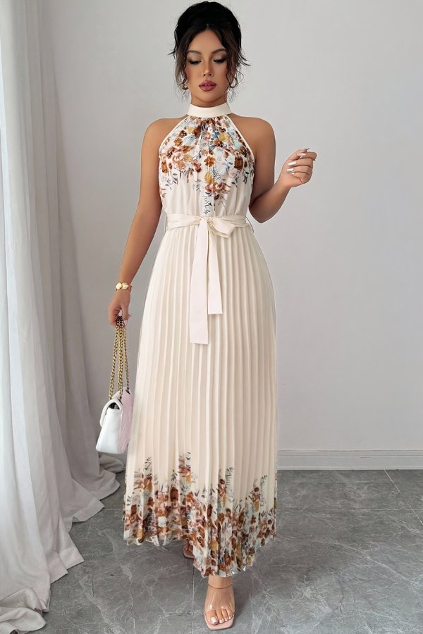 Charlie | Abito midi a pieghe con scollo all'americana e stampa floreale 10