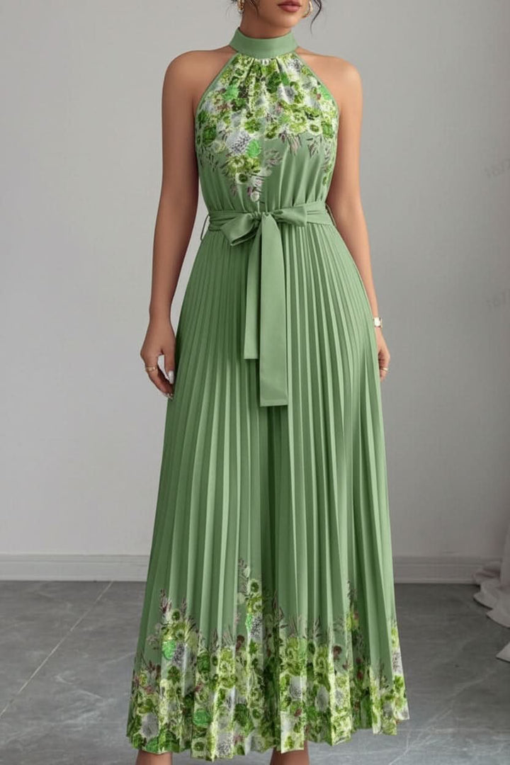 Charlie | Abito midi a pieghe con scollo all'americana e stampa floreale 15
