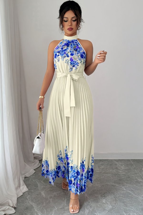 Charlie | Abito midi a pieghe con scollo all'americana e stampa floreale 18
