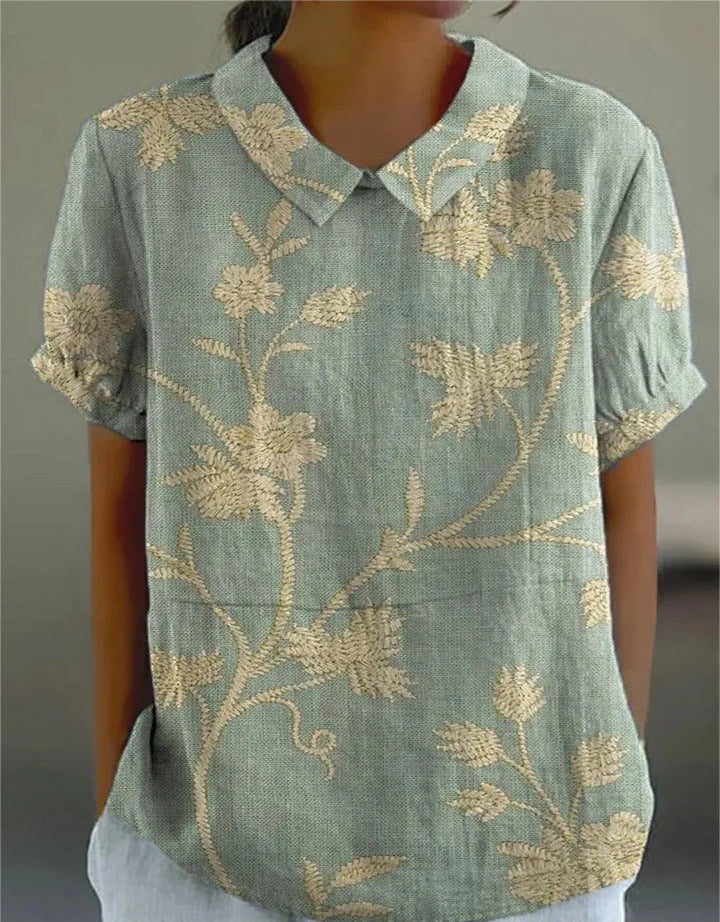 Chiara | Camicetta Donna Vintage a Maniche Lunghe con Stampa Floreale 0