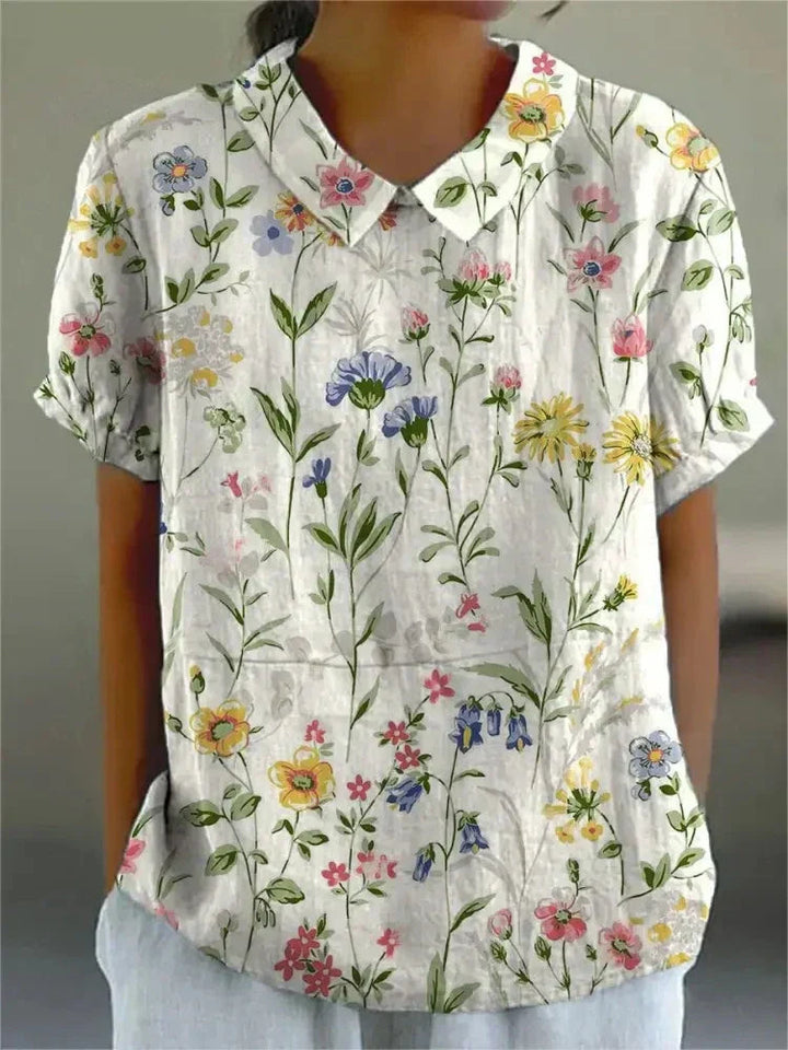 Chiara | Camicetta Donna Vintage a Maniche Lunghe con Stampa Floreale 1