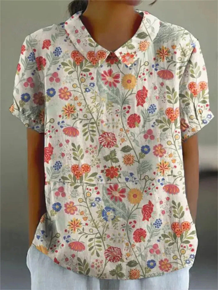 Chiara | Camicetta Donna Vintage a Maniche Lunghe con Stampa Floreale 11