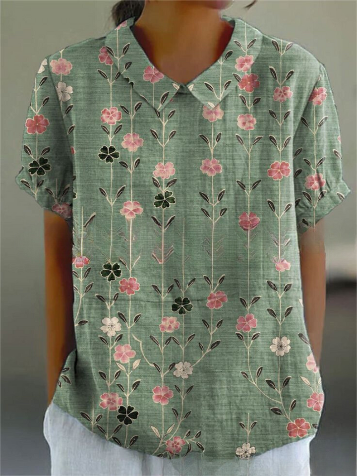Chiara | Camicetta Donna Vintage a Maniche Lunghe con Stampa Floreale 13