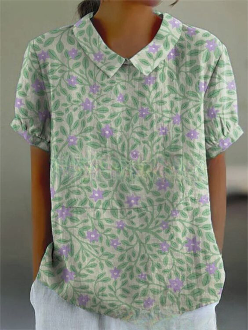 Chiara | Camicetta Donna Vintage a Maniche Lunghe con Stampa Floreale 3
