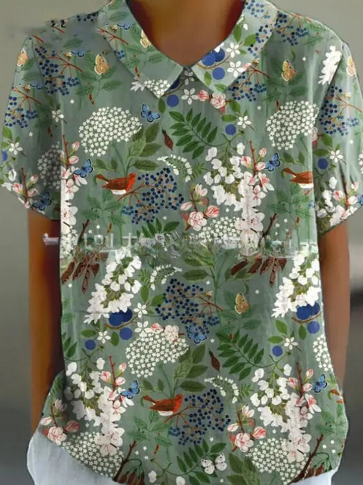Chiara | Camicetta Donna Vintage a Maniche Lunghe con Stampa Floreale 4