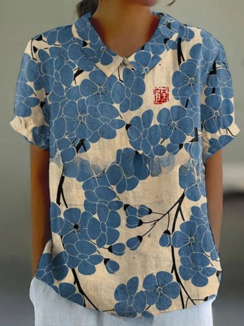 Chiara | Camicetta Donna Vintage a Maniche Lunghe con Stampa Floreale 8