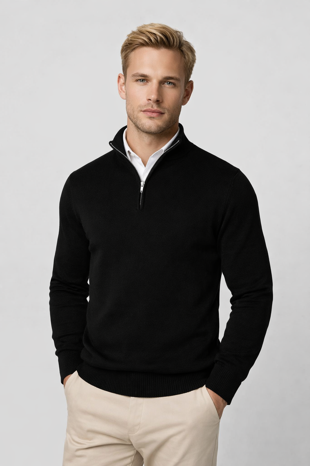 Christopher | Maglione da uomo a collo alto con mezza zip 0