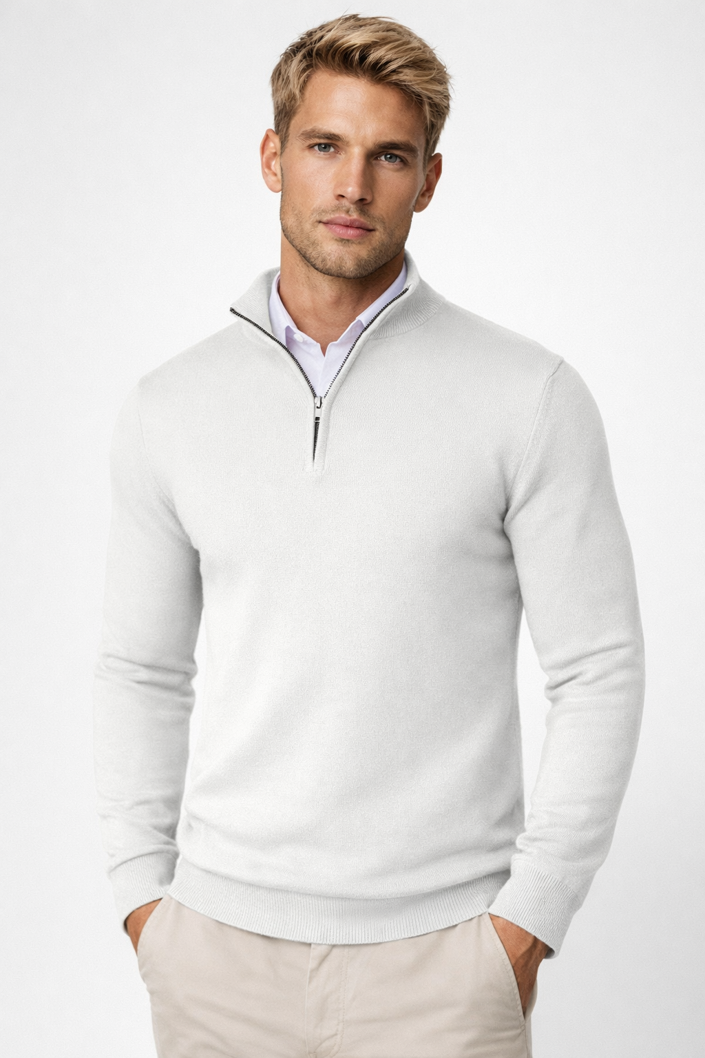 Christopher | Maglione da uomo a collo alto con mezza zip 4
