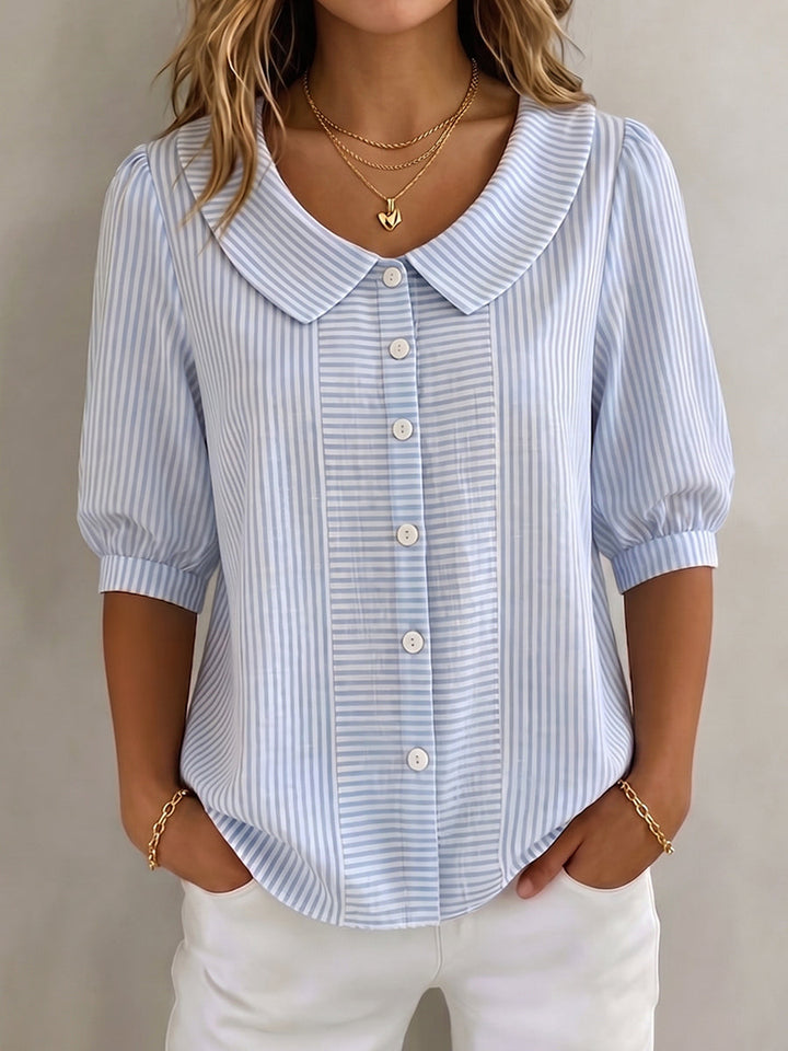 Clara | Blusa Donna Elegante a Righe con Colletto Rotondo e Maniche a 3/4 1